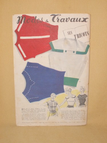 May 1954 Issue Modes & Travaux Magazine - Navy Brocade Givenchy on Cover - Picture 7 of 7