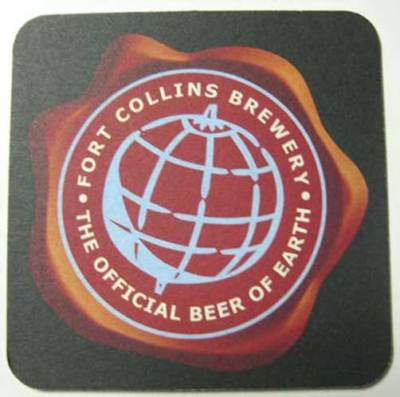 FORT COLLINS BREWERY Official Beer of EARTH Beer COASTER, Mat, COLORADO