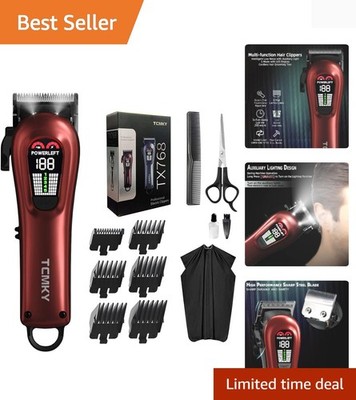 Professional Cordless & Corded Hair Clippers for Men with LED Display & USB C...
