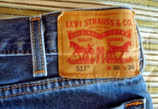 Men's 517 Levi 36Wx30L Boot Cut Blue Jeans