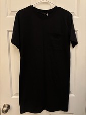 Quince Women's Black 100% Organic Cotton Relaxed T-Shirt Dress Size S NWT
