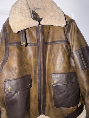 Arnold Schwarzenegger Mens Brown B6 Shearling Jacket