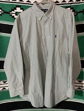 Polo Ralph Lauren Men's Classic Fit Long Sleeve Striped Size 16 1/2 L Green