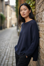Talbots Womens Small Navy Pima Cotton Knit Sweater Long Sleeve pullover NWT