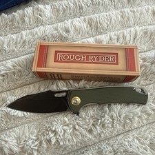 Rough Ryder Pocket Knife Black Stonewash Stainless Steel Blade - BF018245 GREEN