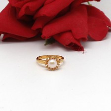 Sterling Silver / Vermeil Pearl J. Crew 3.29g Ring Size 7 CAT RESCUE