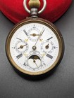Triple Date Moonphase Mechanical Pocket Watch Gunmetal Swiss Made RUNS — photo 1