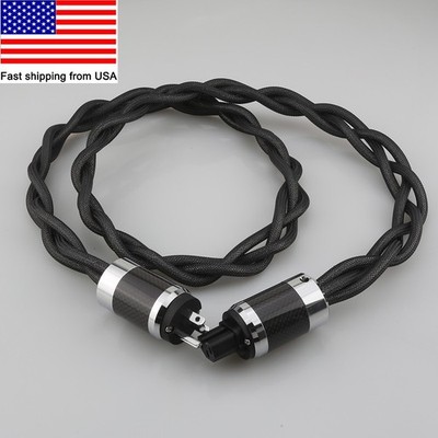 HI-End Silver Plated Braided audiophile power cable US 3-pin HIFI Power Cord