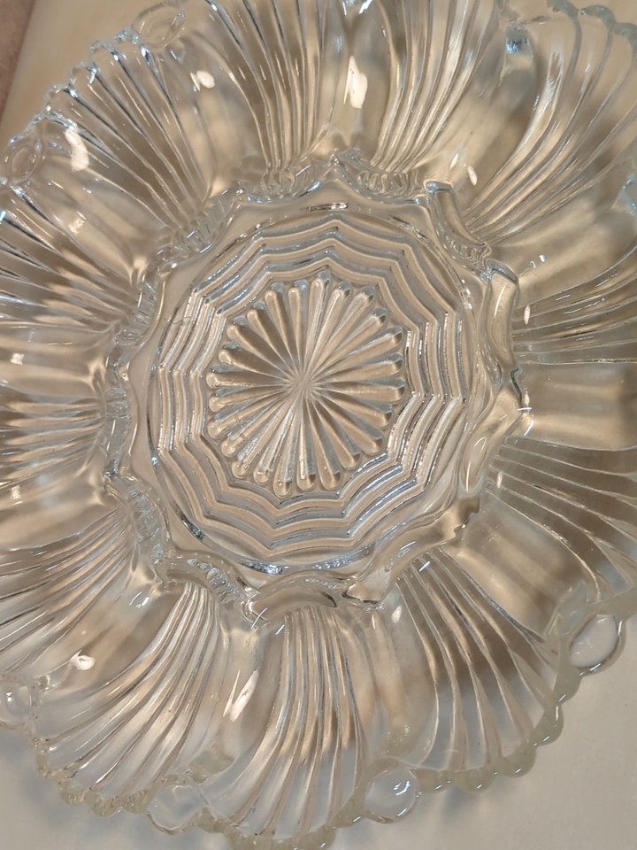 Vintage Anchor Hocking Clear Glass Deviled Egg Plate Tray 10