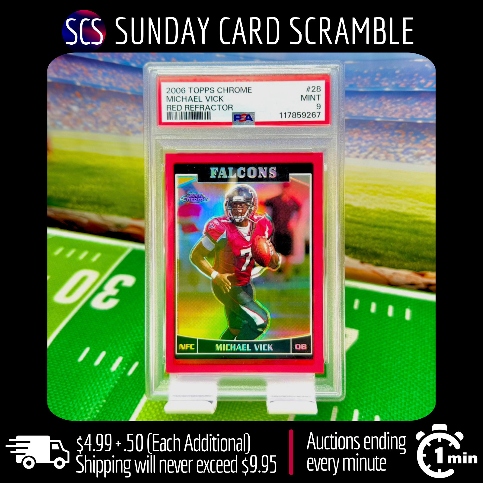 2006 Topps Chrome Red Refractor SP /259 Michael Vick #28 PSA 9 🔥🚚