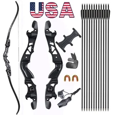 Archery 62" ILF Bow RH 25-60lbs Takedown Recurve Bow Hunting Target  Arrows