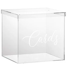 OnDisplay 10" Luxe Acrylic Clear Wedding Card Box w/Lid - Lucite Gift/Money Box