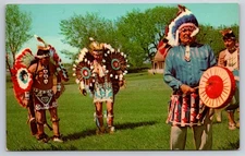 Native American Postcard Sioux Indian Festival, Pow Wow, Dance, Vintage SD USA