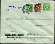 Germany 1946 Allied Occupation Rothenburg Weingarten Registered Business Cover