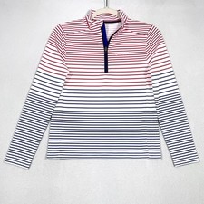 Vineyard Vines Top Girls Medium 12 14 Sankaty 1/4 Zip Pullover Red White Blue