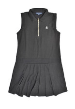 Tommy Hilfiger Women's S Black Sleeveless Pleated Polo Dress Quarter Zip Golf