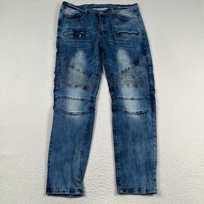 V19-69 Abbigliamento Sportivo Milano Italia Jeans Mens 34x30 Blue Moto