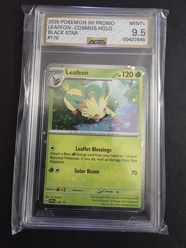2025 POKEMON LEAFEON 170  SCARLET & VIOLET BLACK STAR PROMO COSMOS HOLO AGS 9.5