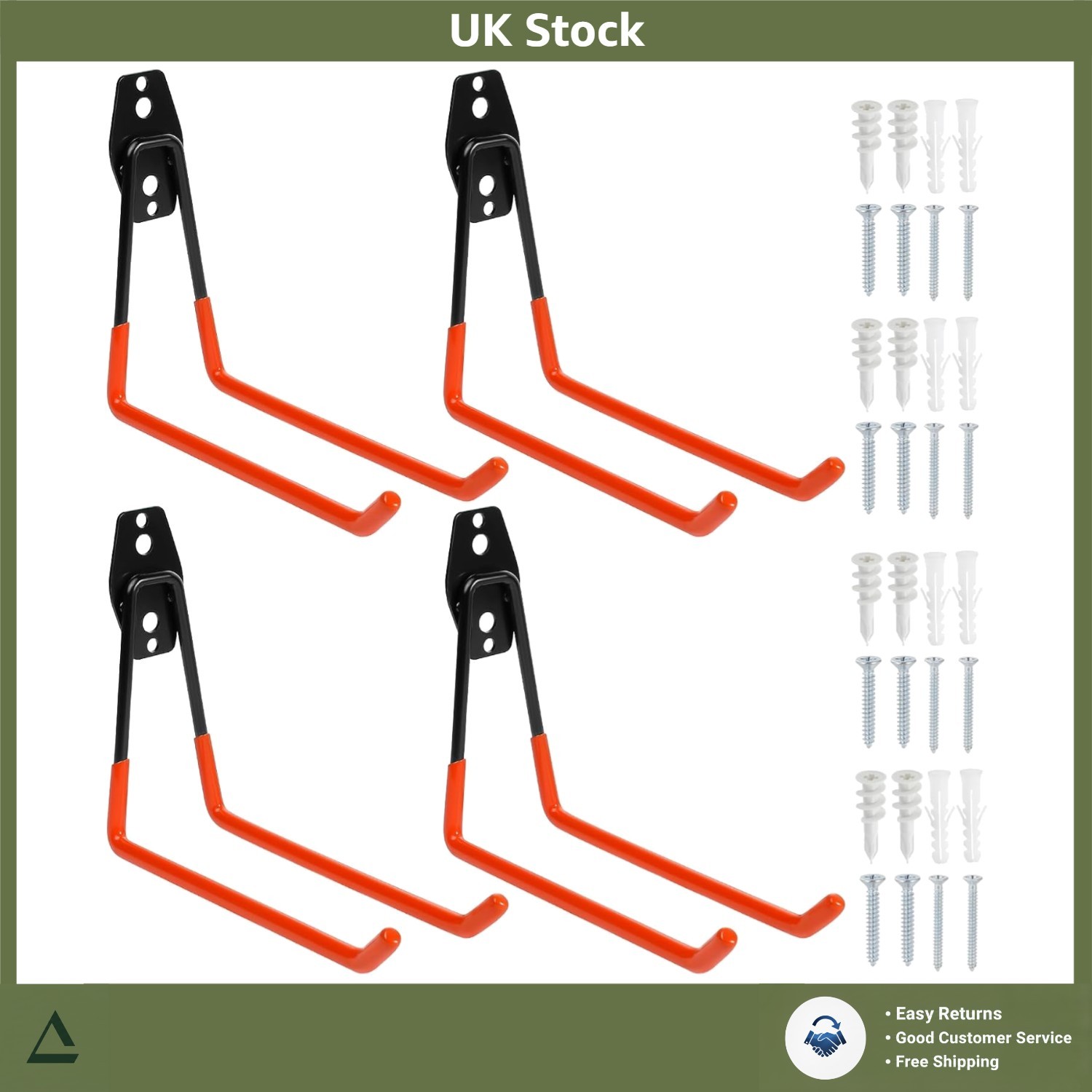 Durable Heavy Duty Steel Wall Mounted Utility Garage Storage Hook Set 4 Pack