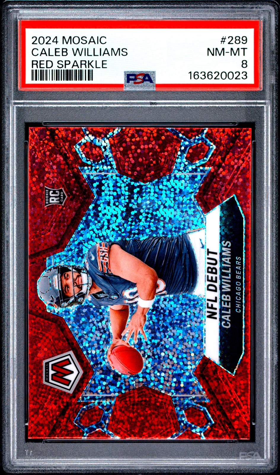 2024 PANINI MOSAIC RED SPARKLE #289 CALEB WILLIAMS ROOKIE RC PSA 8 view 1