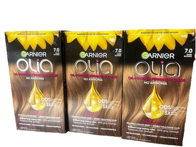 Garnier Olia Permanent Hair Color Ammonia Free #7.0 Dark Blonde 3 Pack