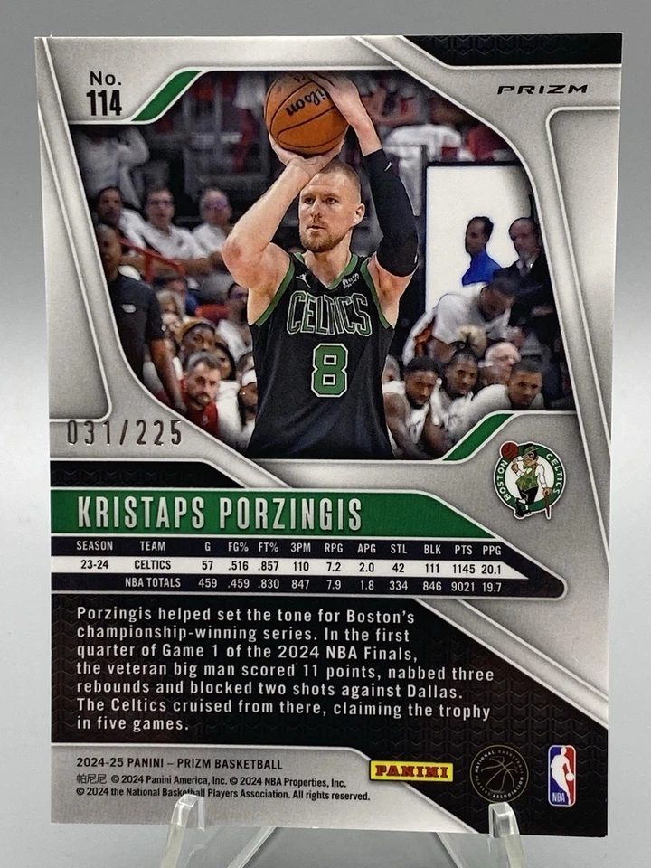 2024-25 Panini Prizm - Kristaps Porzingis #114 Teal Ice Prizm /225 - Imagem 2 de 3