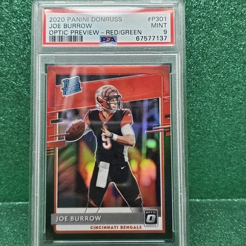 2020 Panini Donruss Joe Burrow Rookie Optic Preview Holo Prizm - PSA 9  Mint