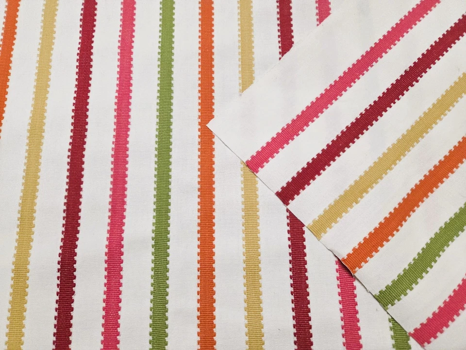 Tela Covington DUXBURY FRUIT PONCH Rojo Rosa Verde Diseñador Rayas Cortinas Uph Foto 2 de 4