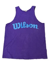 Vintage 90s WILSON Graphic Purple Tank Top Logo Cotton Sleeveless Athletic L