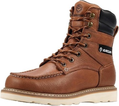 SUREWAY Men's 8'' Soft Toe Work Boots Leather Lace Up Oil/Slip Resistant SIZE 10