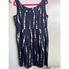 Ann Taylor Sleeveless Black Abstract Tie Back lined Dress Pleats $89, size 16