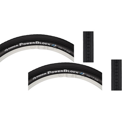 Pack of 2 Tioga PowerBlock Tire 24 x 1.75 Clincher Wire Black 60tpi