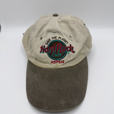 Vintage Hard Rock Cafe Aspen Hat Cap Save The Planet Two Tone Beige Brown