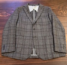 Grey Plaid Wool Blazer - 46 Reg