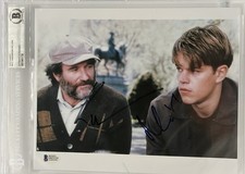 ROBIN WILLIAMS & MATT DAMON SIGNED GOOD WILL HUNTING 8x10 BAS SLABBED AUTOGRAPH