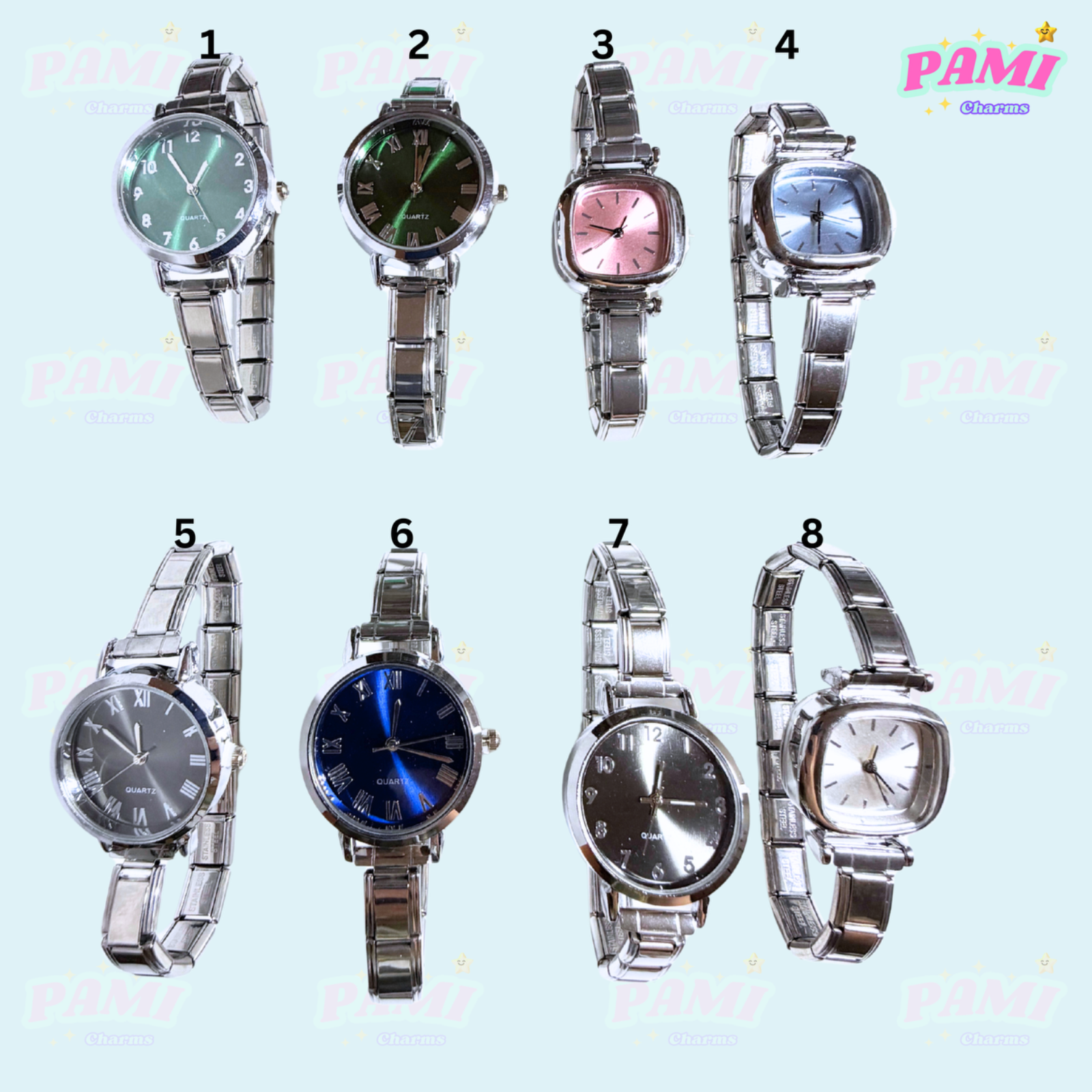 Italian charm watch, compatible and fits all brands design Italia Charm bracelet