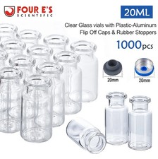 1000PCS 20ml Glass Vials Headspace Vials Lab Vials Sample vials w/Caps Crimp Top