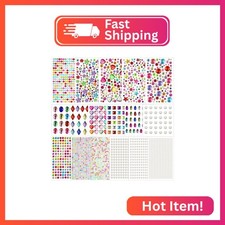 Lezmarket 3600PCS Gem Stickers, Rhinestone Stickers for Crafts, Sticky Pearls Je