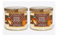 Lot Of 2 - 2025 COOKIE BUTTER TRUFFLE~3 WICK CANDLE Bath Body Work~SHIP FREE NEW
