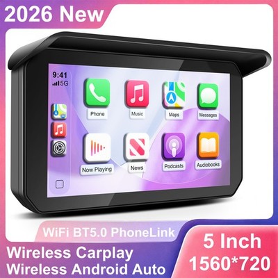 Motorcycle 5'' CarPlay Android Auto GPS Navigator Waterproof IPS Touch Screen BT