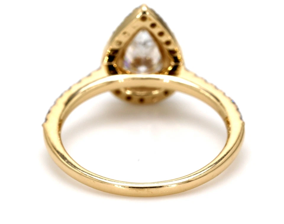 Attractive Look 1.50Ct Pear Cut Lab Grown Diamond/CVD Halo Ring 14k White Gold - Image 3 of 4