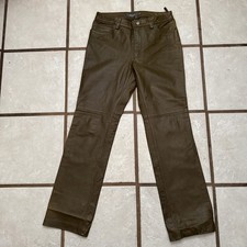 Vintage Y2K Gap Boot Cut Leather Pants Women  s 8 Green Lined