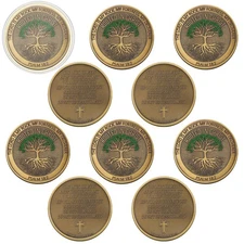 10 Pcs Christian Coin Rooted in Christ Coin The Lord is My Rock Tokens Coins ...