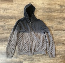 Vintage Hurley Hoodie Mens XL Black Gray Logo Full Zip Y2K Skate Surf Grunge