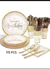 175 Pcs Happy Birthday Plate And Napkins