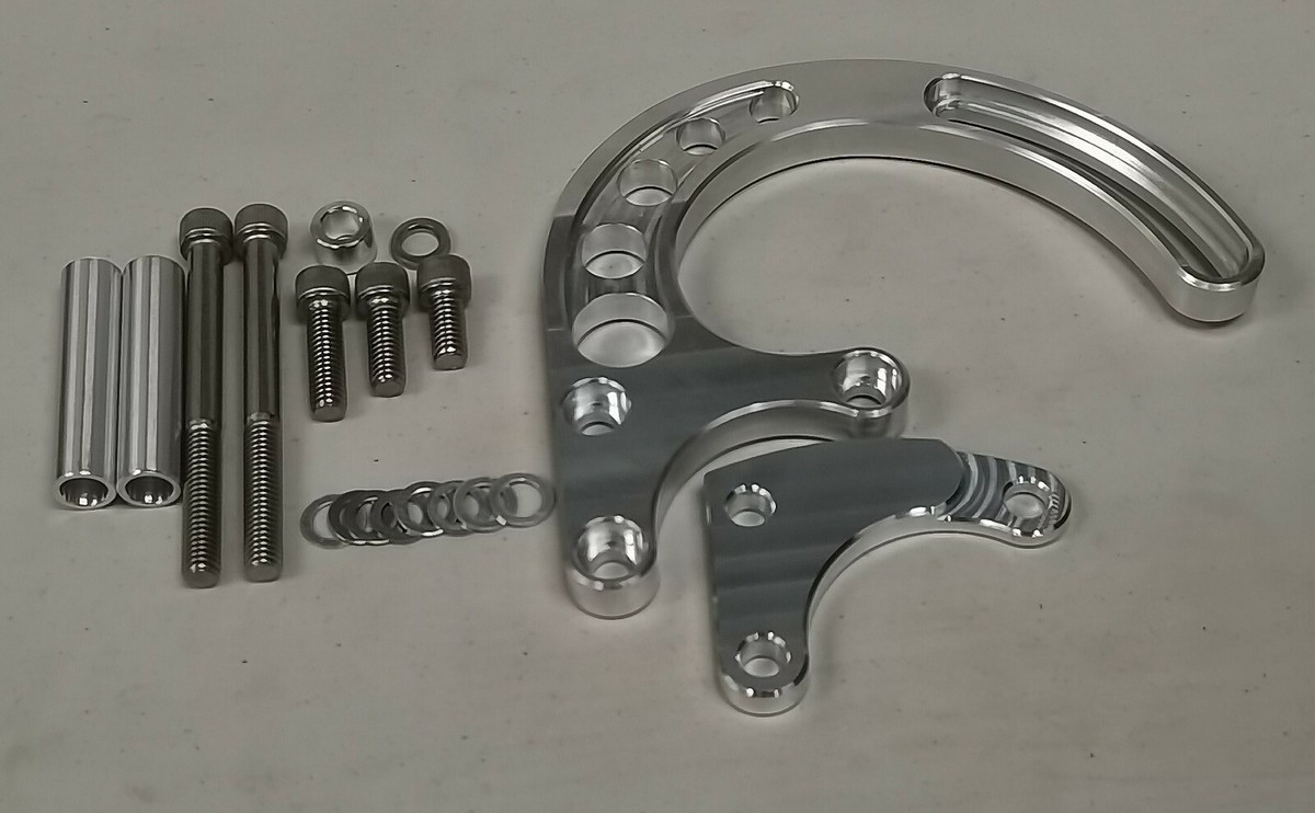 Small Block Chevy Alternator Bracket SBC Chevy Aluminum Power Steering Pump Bracket Kit Long WP GM Saginaw Aluminum Polishing Kit - Foto 4