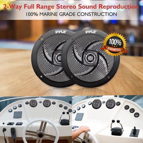 4 Inch Waterproof Marine Speakers Weather Resistant Low Profile Design Pair - Picture 6 of 7