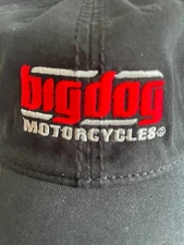 NEW BIG DOG MOTORCYCLES BLACK DISTRESSED HAT W/ SIGNATURE LOGO ADJUSTABLE