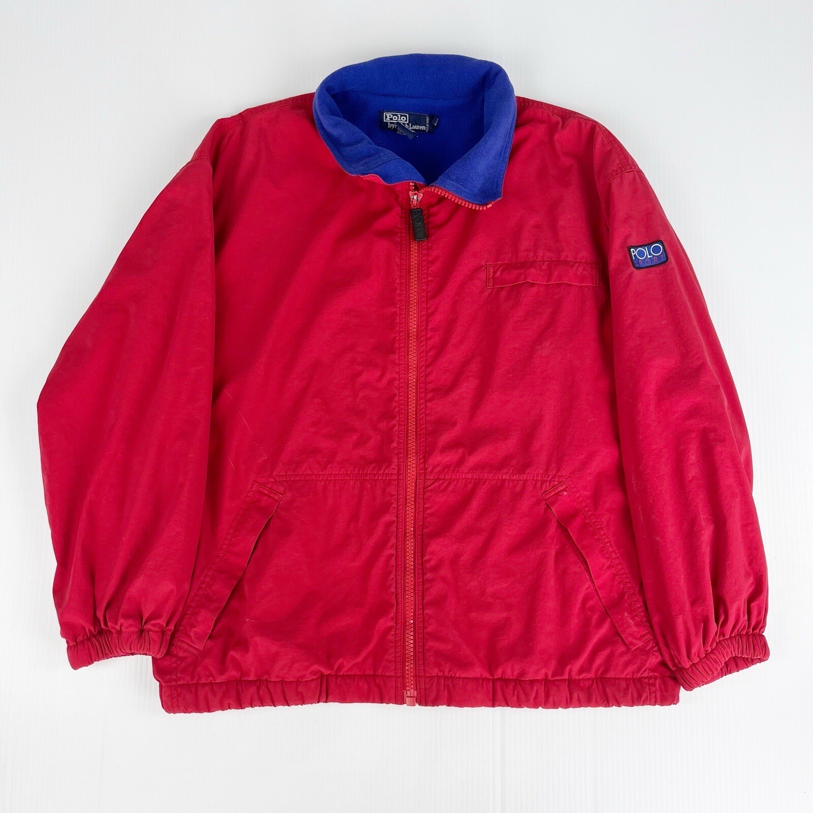 VTG 90s Polo Ralph Lauren Sport Fleece Lined Wind Breaker Bomber Jacket Mens L