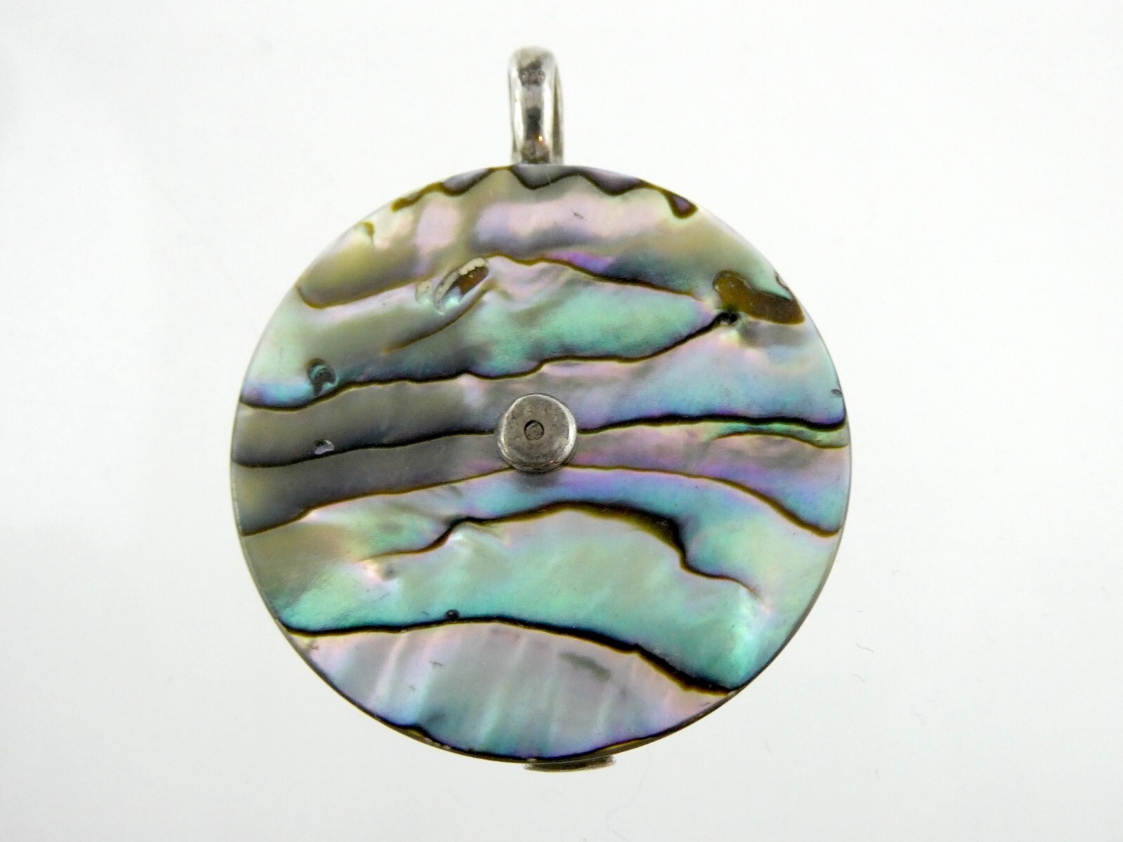 Sterling Silver Bamboo Theme Abalone Shell Pendan… - image 2